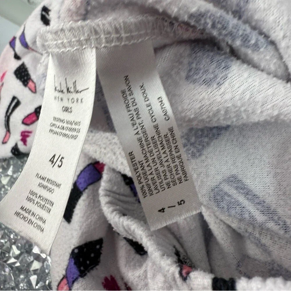 Nicole Miller pants makeup White Pajama Pants with Pink & Purple Lipstick Print